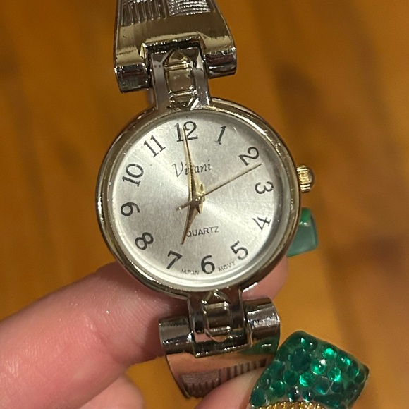 Vivani Accessories - Silver and Quartz Vivani Japan Movt Watch with Gold Accents
